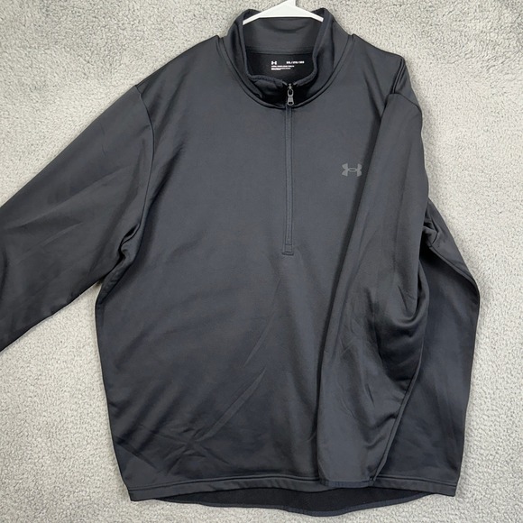 Under Armour Mens 3XL Loose Fit Sweatshirt Pullover Black Fleece Half Zip EUC